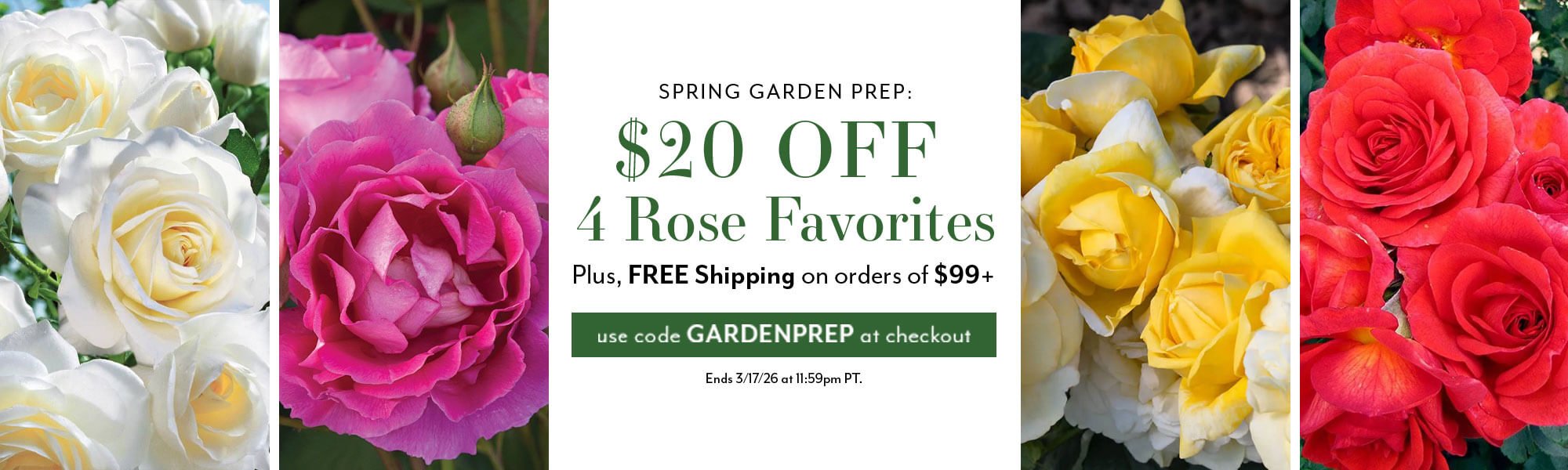 Spring Garden Prep Sale – $20 Off Select Roses + FREE Shipping on $99+ Orders with code GARDENPREP
