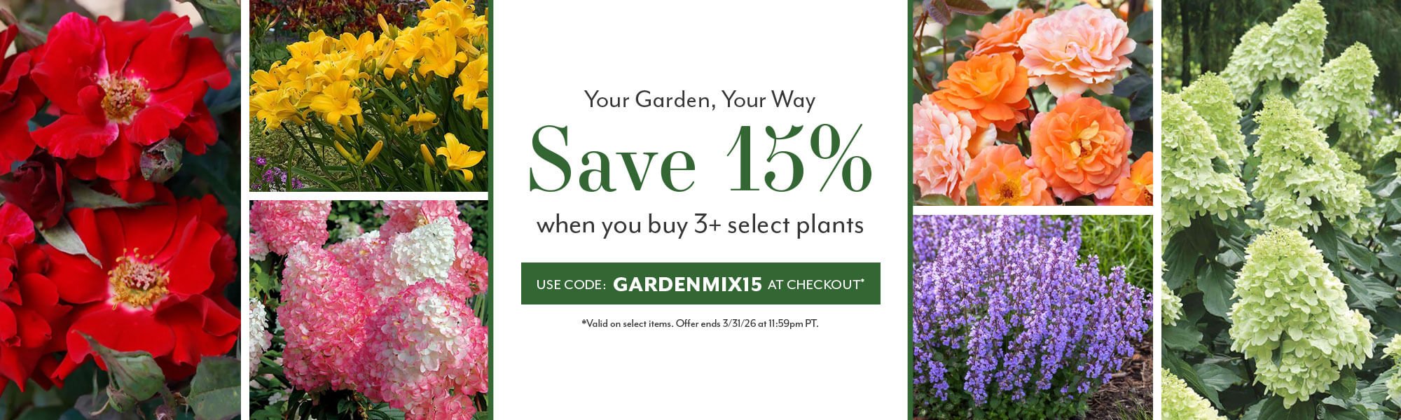 Your Garden, Your Way - Buy 3, Save 15% on Plants with code GARDENMIX15