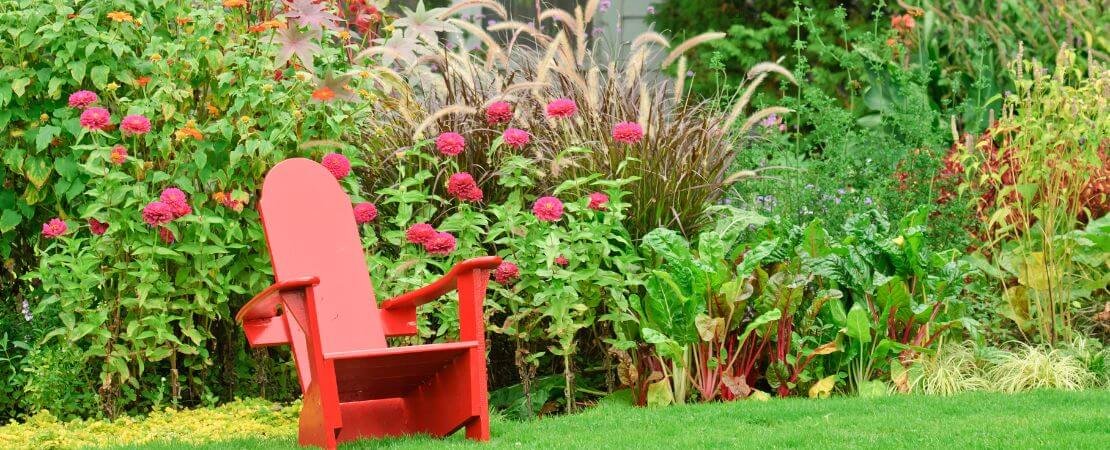 perennials and edibles in a border garden