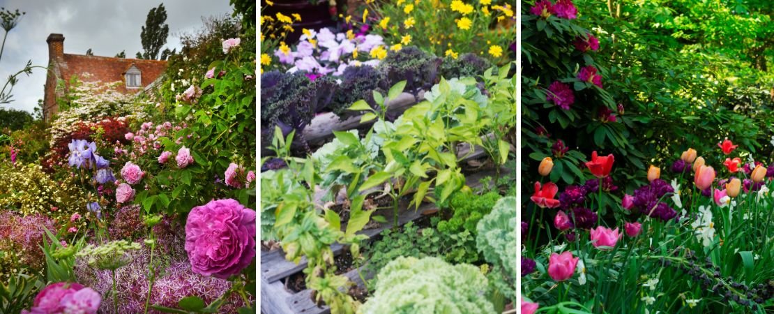 English, edible, spring flower gardens