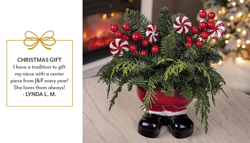 Santa Evergreen Centerpiece