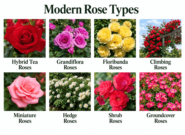 different types of modern roses