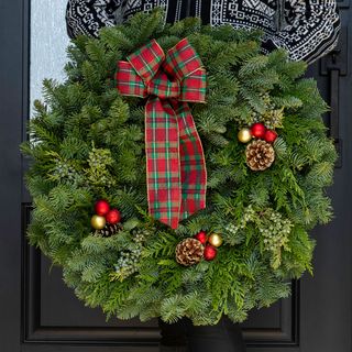 Classic Plaid Fresh Evergreen Wreath