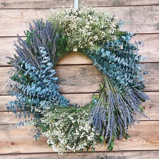 Sweet Serenity Dried Lavender, Babys Breath and Eucalyptus Wreath