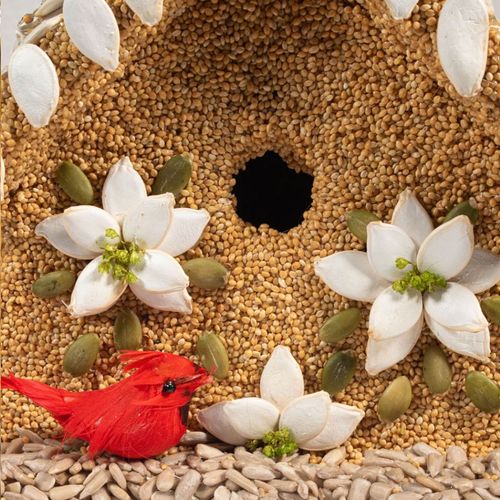 Winter Poinsettia Bird Seed House Image