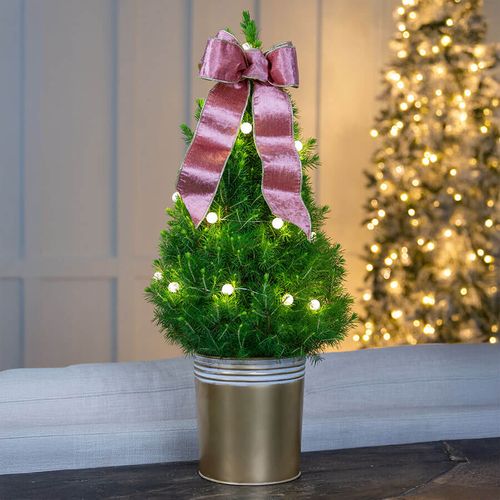 Pink Shimmer Potted Christmas Tree Image