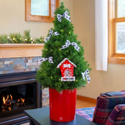 Best Dog Ever Potted Christmas Tree Image