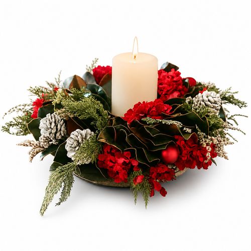 Holiday Cheer Fresh Magnolia Centerpiece Image