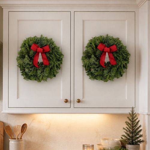 Perfect Pair Fresh Evergreen Wreaths Image