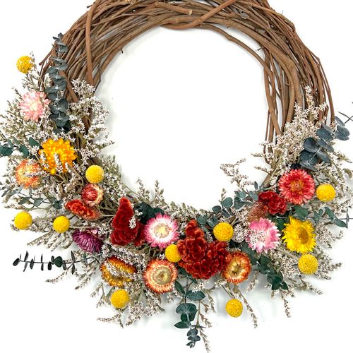 Spring Meadow Dried Floral & Grapevine Wreath Image