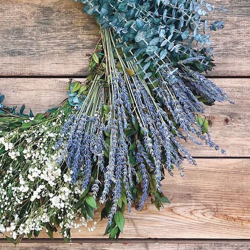 Sweet Serenity Dried Lavender, Baby's Breath and Eucalyptus Wreath Image