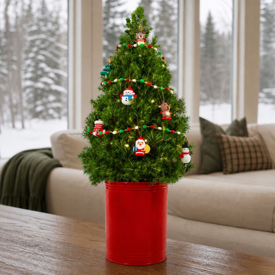Santa's Surprise Living Tabletop Christmas Tree Image