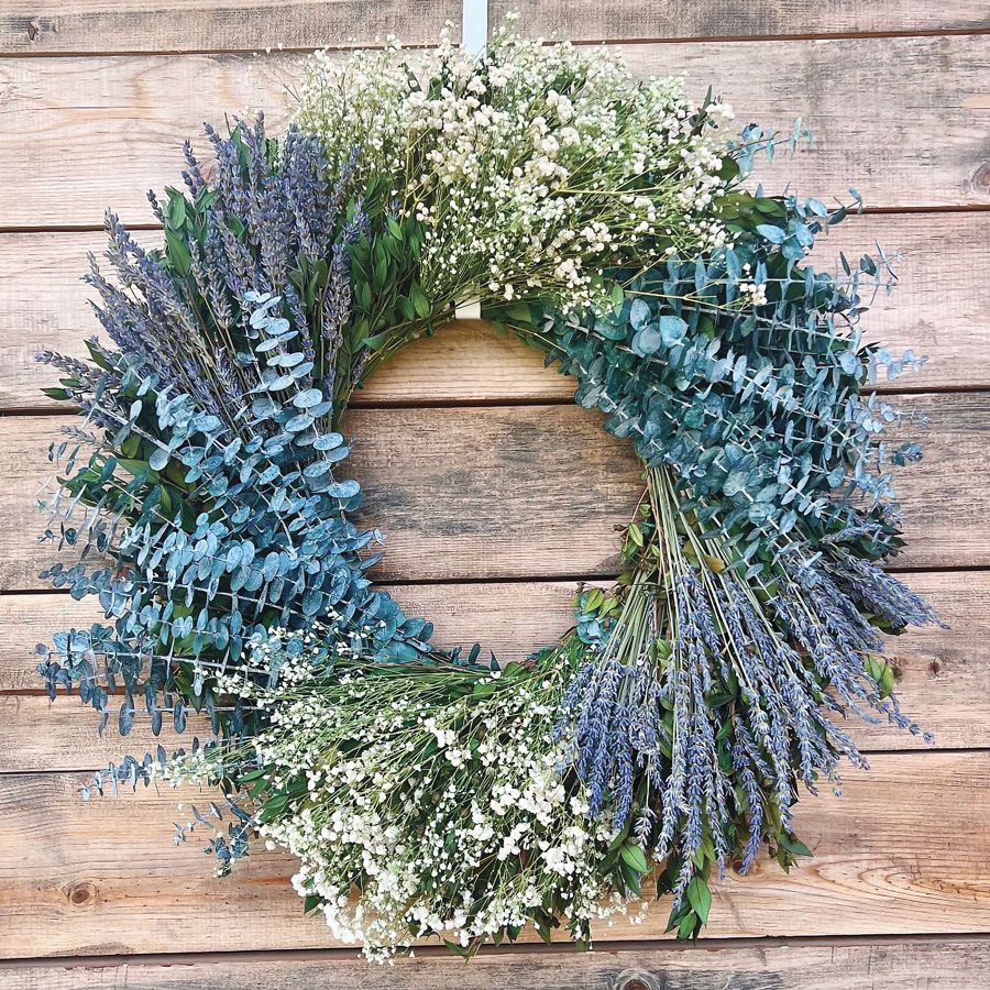 Sweet Serenity Dried Lavender, Baby's Breath and Eucalyptus Wreath Image